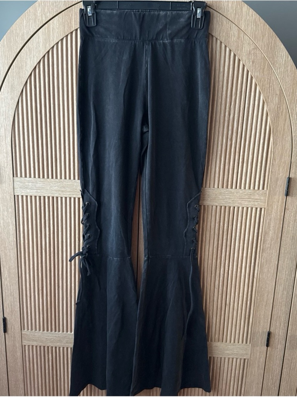 Never worn Rock & Roll Cowgirl Black Lace-Up Flare Pants small